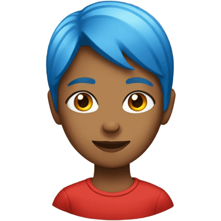 a woman with blue hair in red tshirt emoji