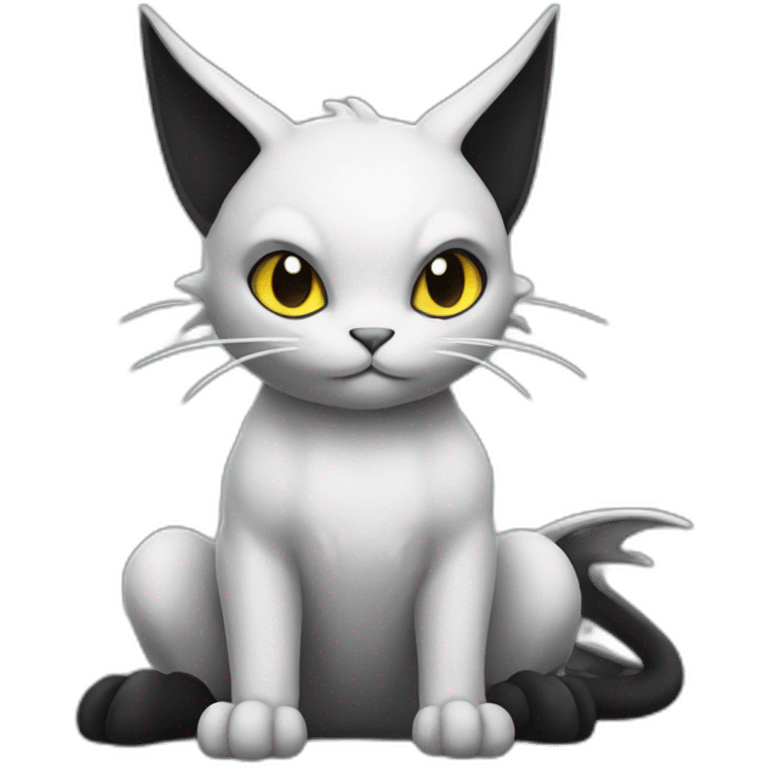 Sitting-Black-and-White-face-cat-dragon-type-pokemon emoji