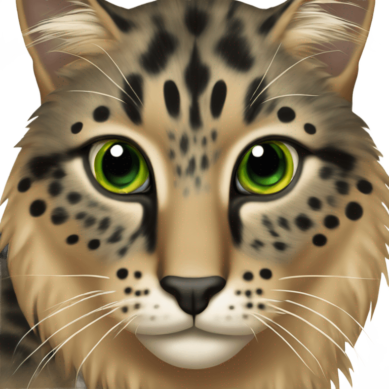 A long-haired hawksbill cat with green eyes and a small black spot on the right side of its snout emoji