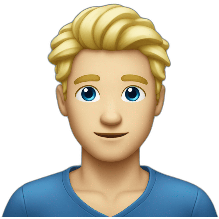 Homme cheveux blond yeux bleu emoji