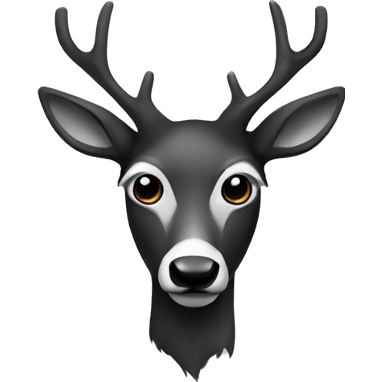 Graphic black and white head of a black deer with an eye emoji