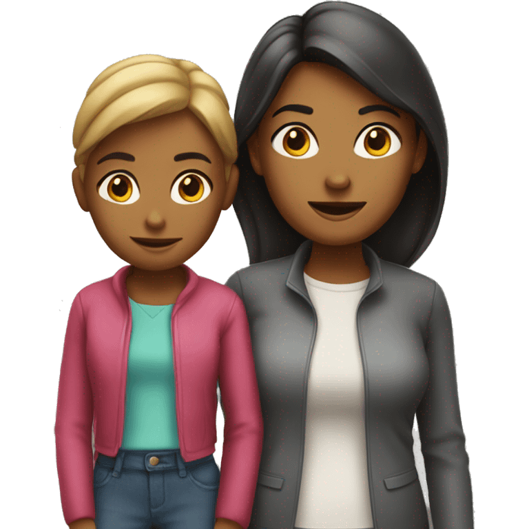 a mom with a girl standing behind her  emoji