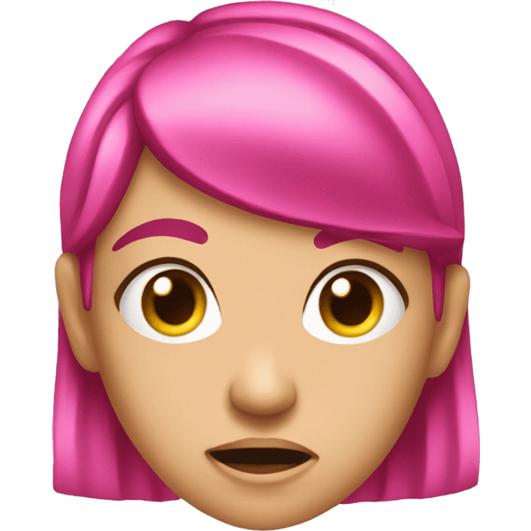 pretty girl wearing pink with an angry expression  emoji