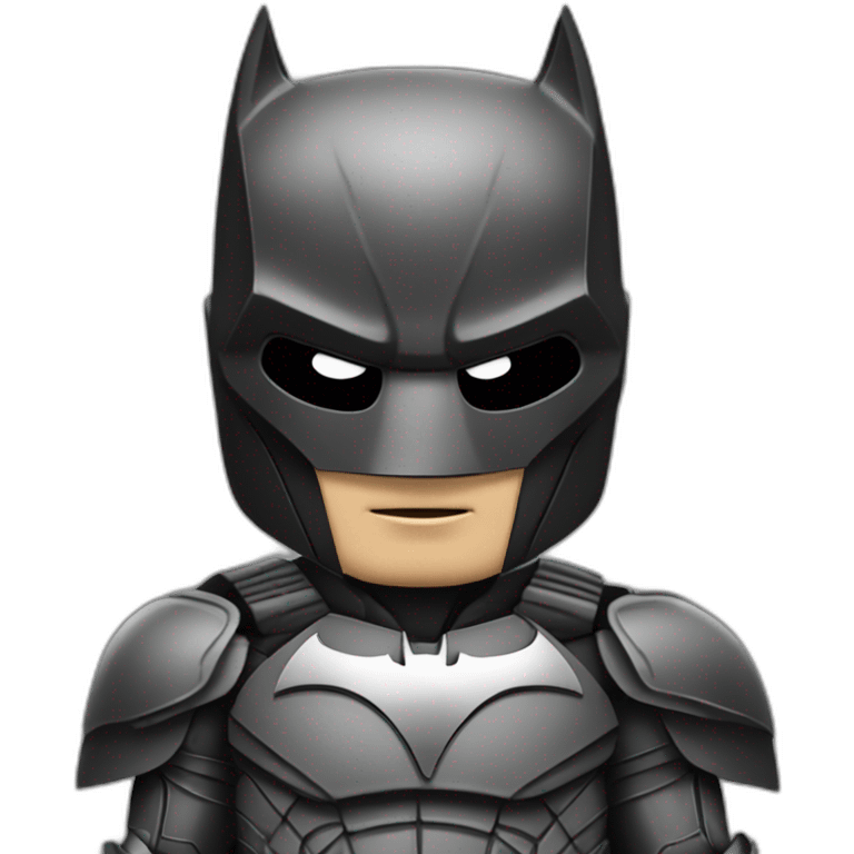 Batman with iron man armor in black and gray with bat mask emoji