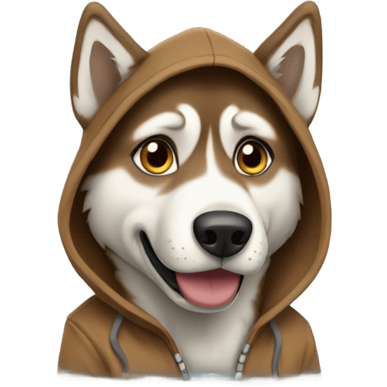 Brown Husky wearing a hoodie  emoji