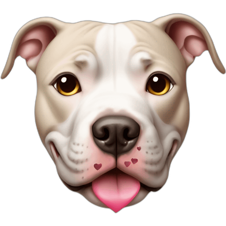 Pitbull dog with hearts in his eyes emoji