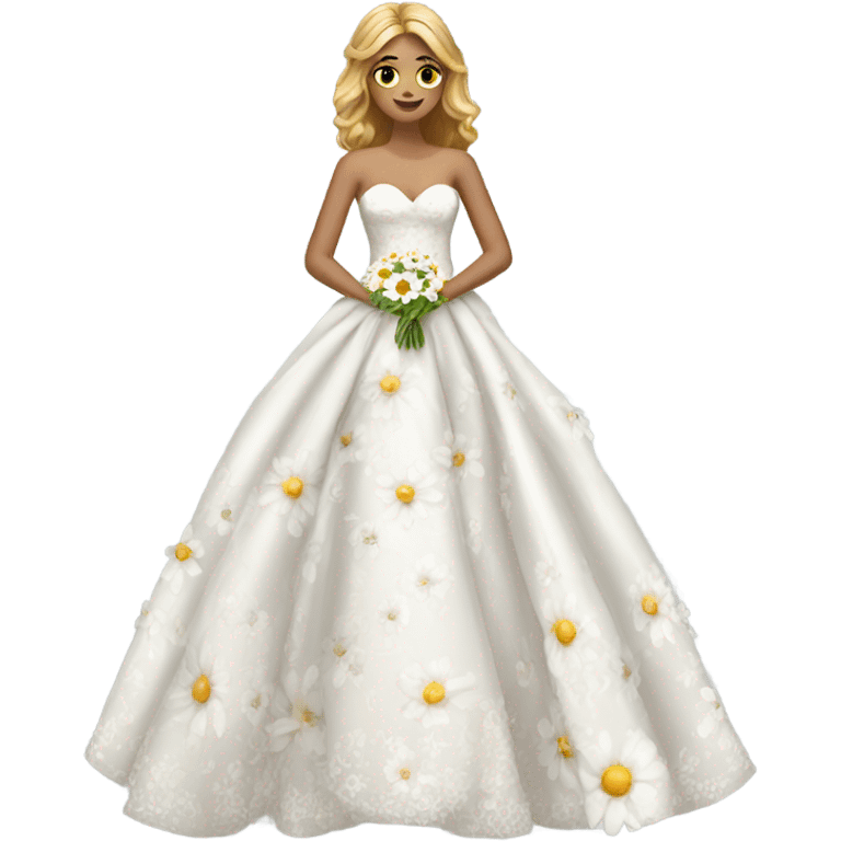 Wedding dress beautiful finish with daisy’s  emoji