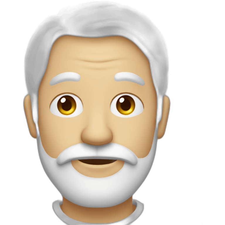 Uomo in pensione con barba bianca felice e contento emoji