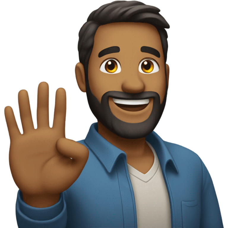 beard guy waving thanks hand  emoji