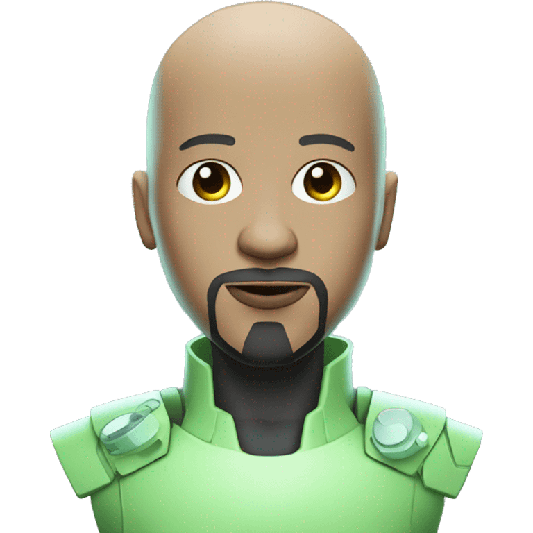 Pastel green bald male with goatee cyborg with circuitry emoji