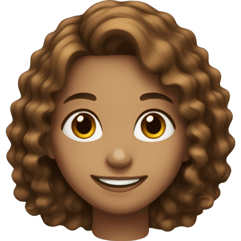 girl with brown wavy hair smiling  emoji