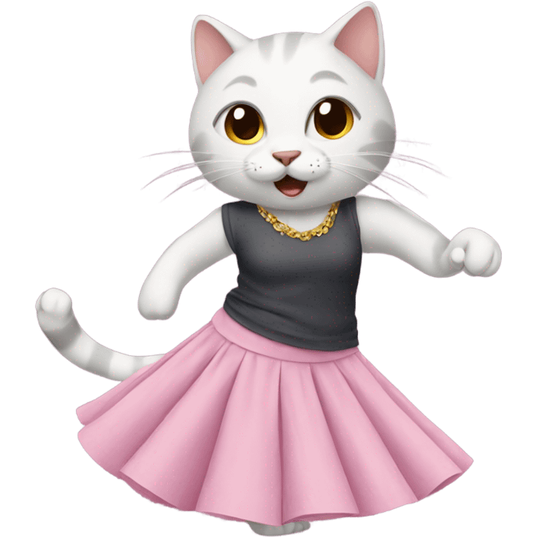 Cat with a skirt dancing  emoji