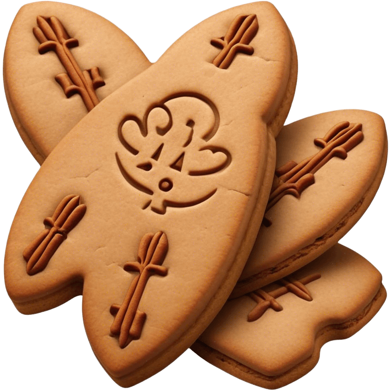 Cinematic Realistic Speculaas Biscuit Emoji, featuring spiced, crisp cookies rendered with lifelike detail and warm, aromatic lighting. emoji