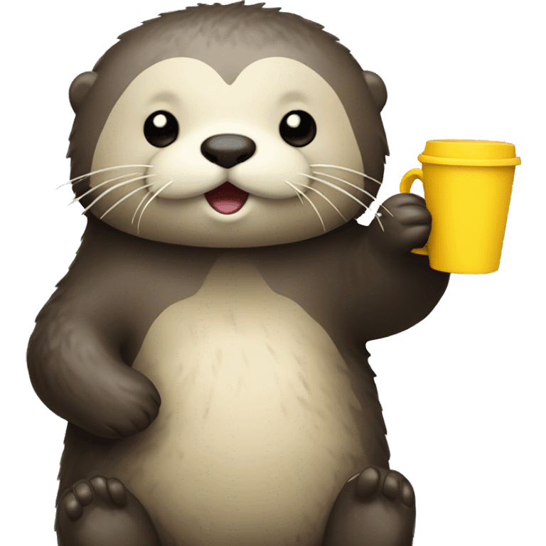 sea otter with yellow cup in hands emoji