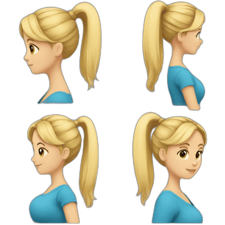 pregnant woman, blonde hair, side ponytail emoji