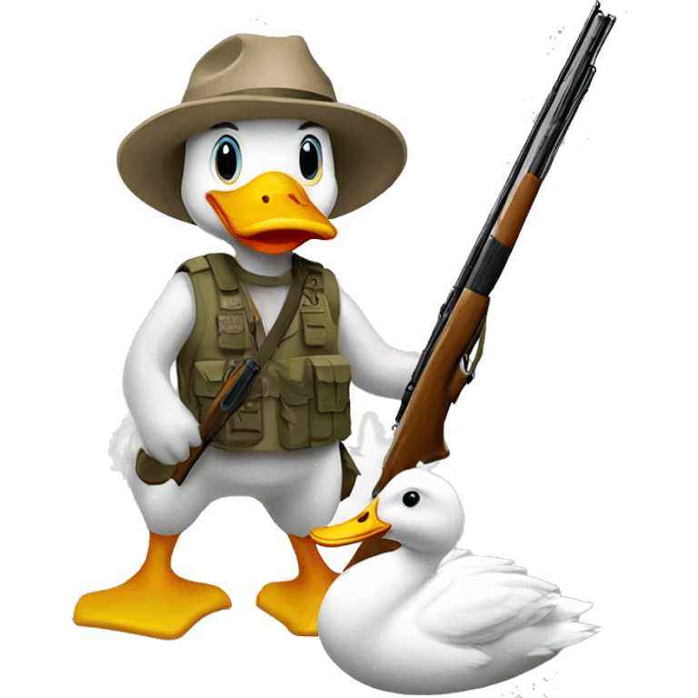 White duck hunter emoji