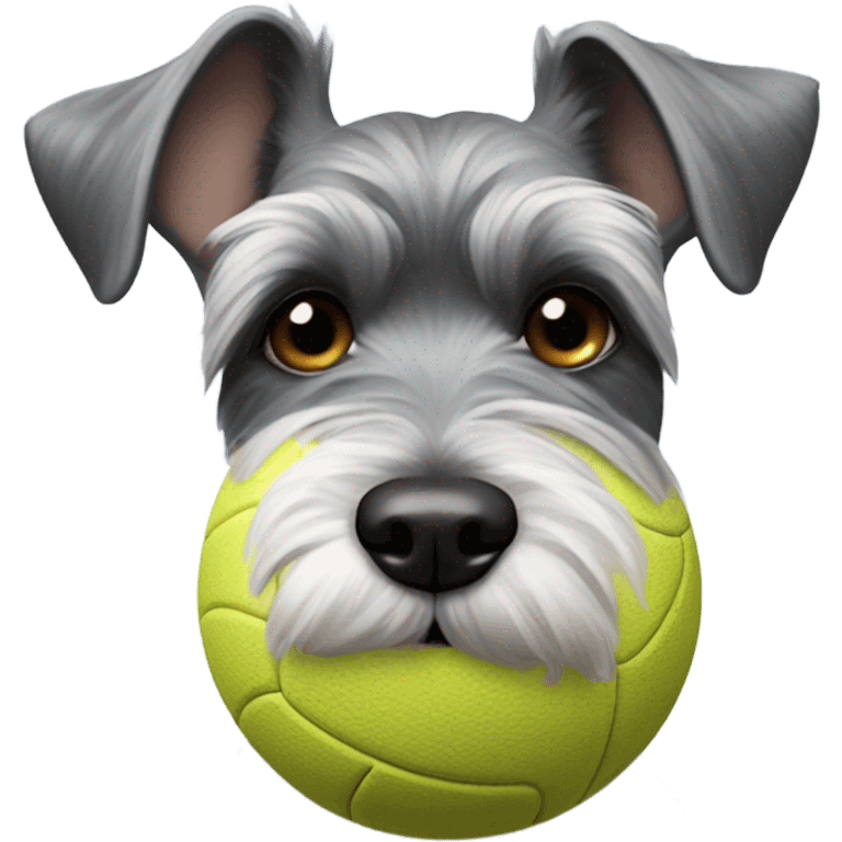 Schnauzer with a ball in its mouth   emoji