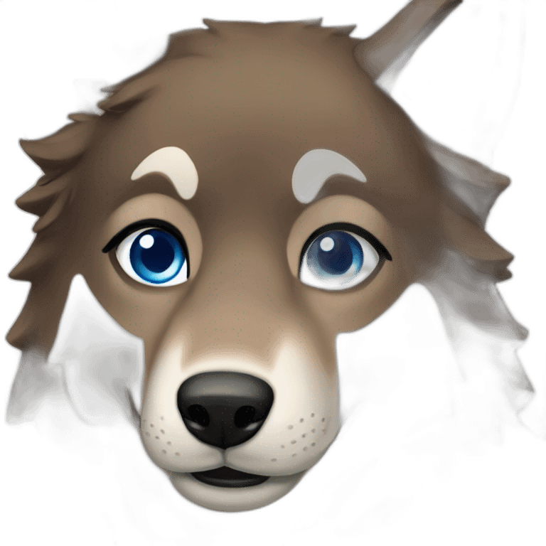 Brown female wolf blue eyes  emoji