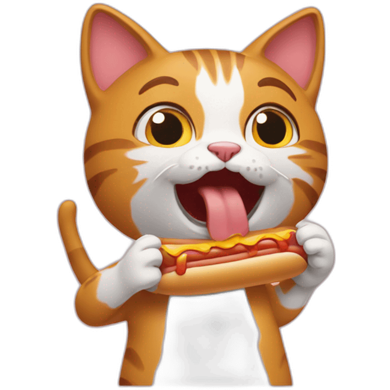 cat eating hot dog emoji