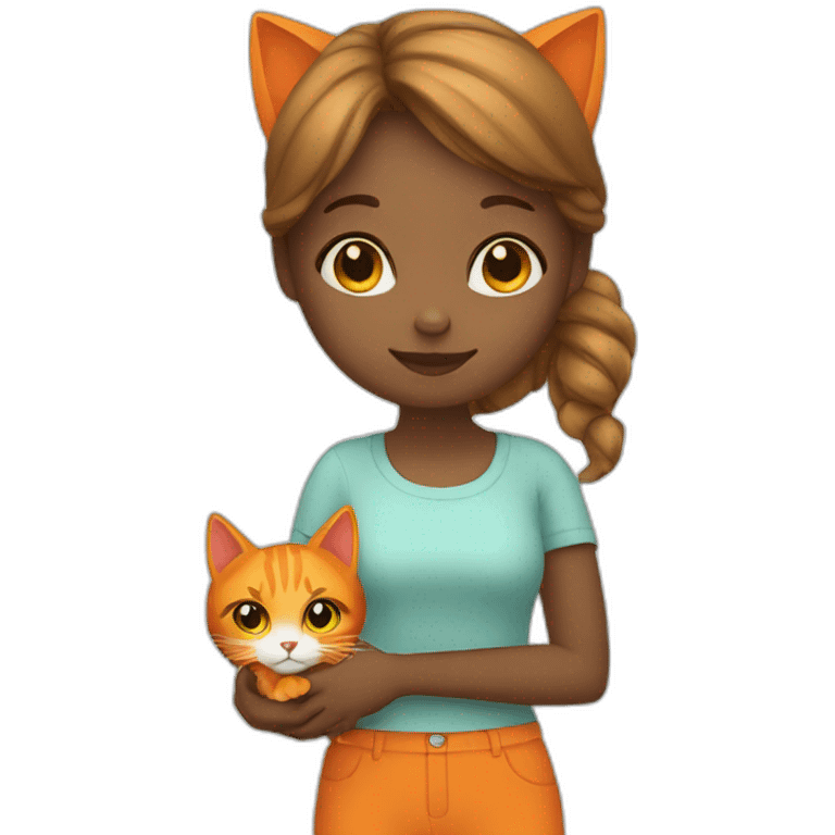 girl with orange cat emoji