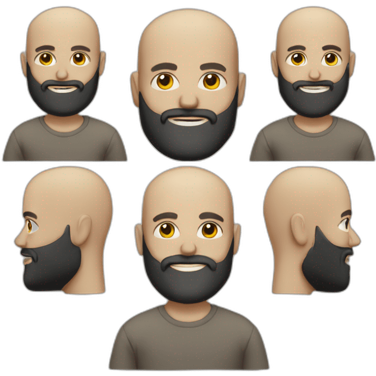 bald (white) man with black (short) beard and no glasses in a black hoodie wearing a light beige cap emoji