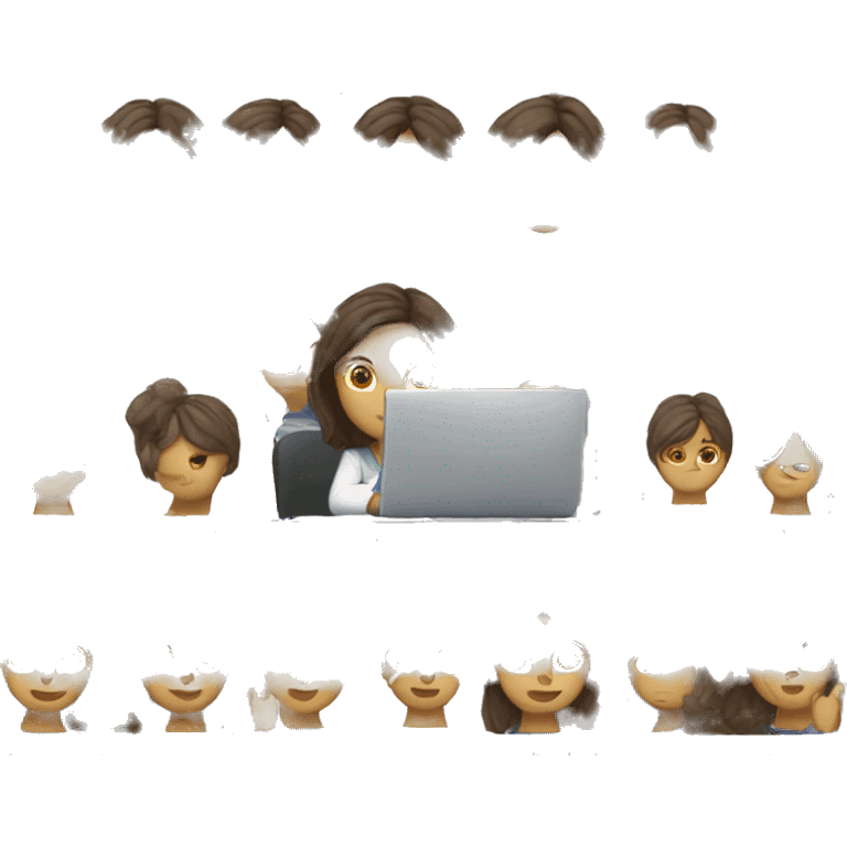 brunette woman working on notebook emoji