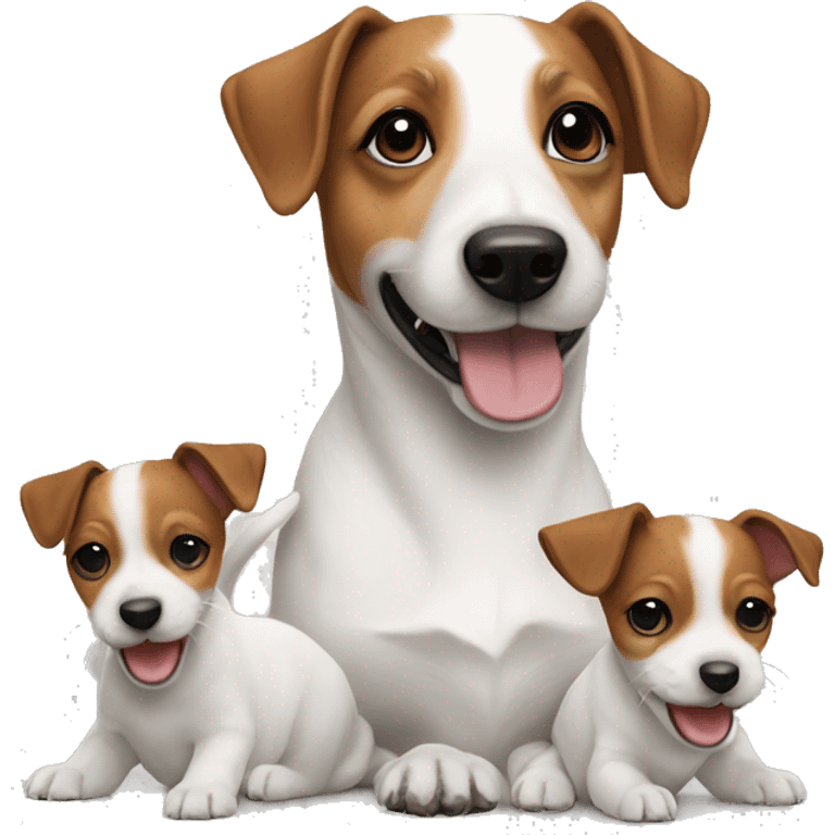 Jack Russell dog with 2 puppies emoji