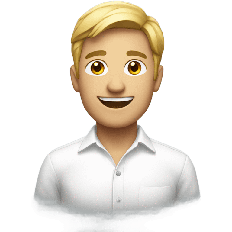 smiling male in white shirt emoji