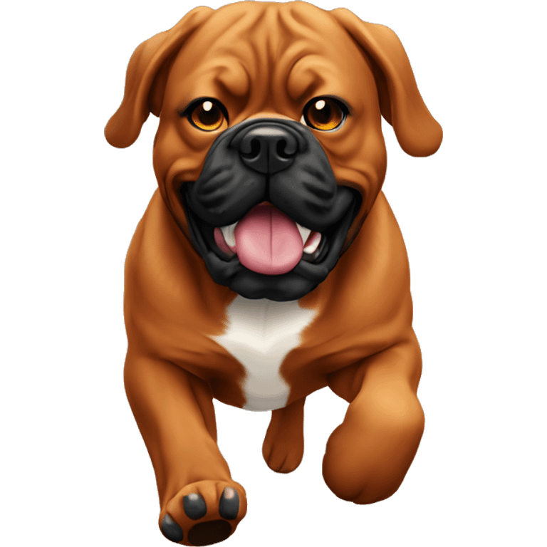 Running Dogue de Bordeaux with black mask emoji