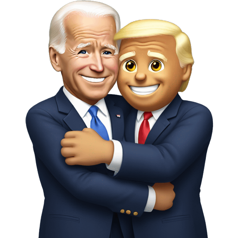 An emoji of joe biden and donald tump hugging emoji