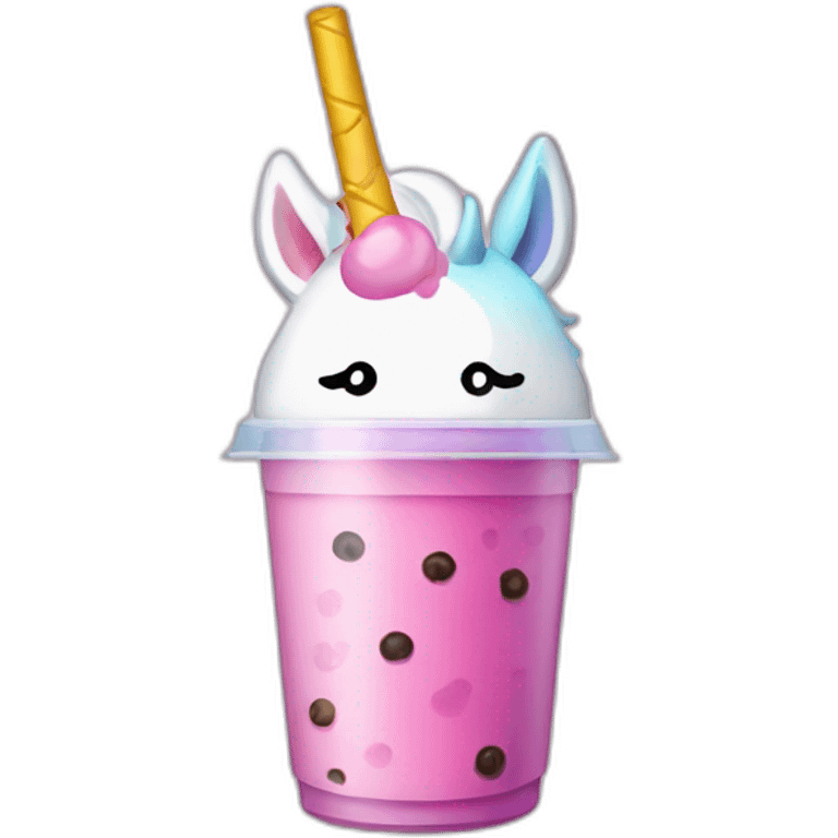 A bubble tea with a unicorn lid emoji