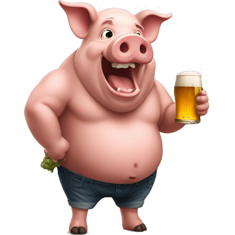 Giant pig with beer emoji