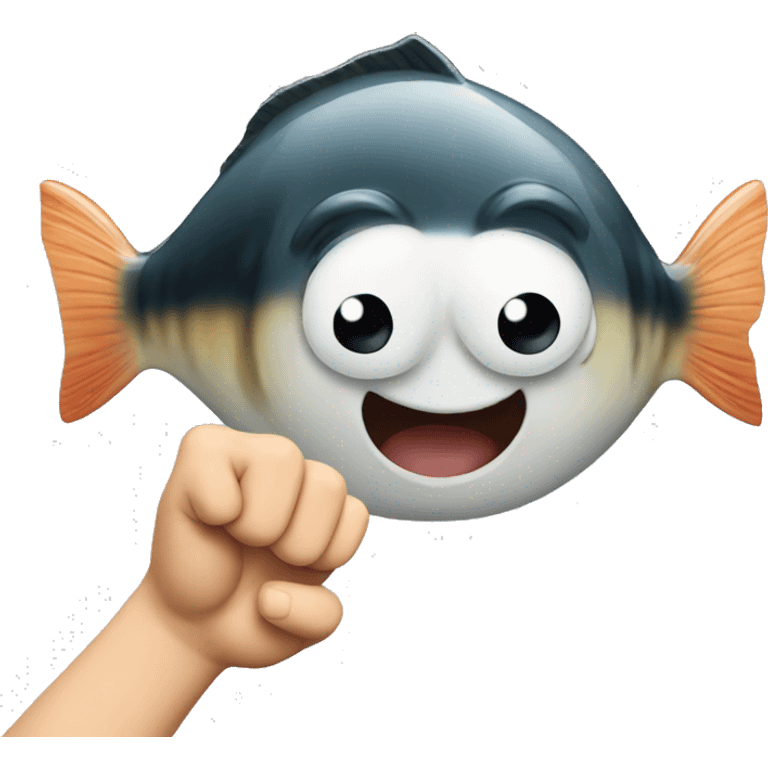 Cute small fish with popeye fists emoji