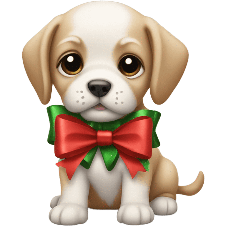 Puppy with Christmas bow emoji