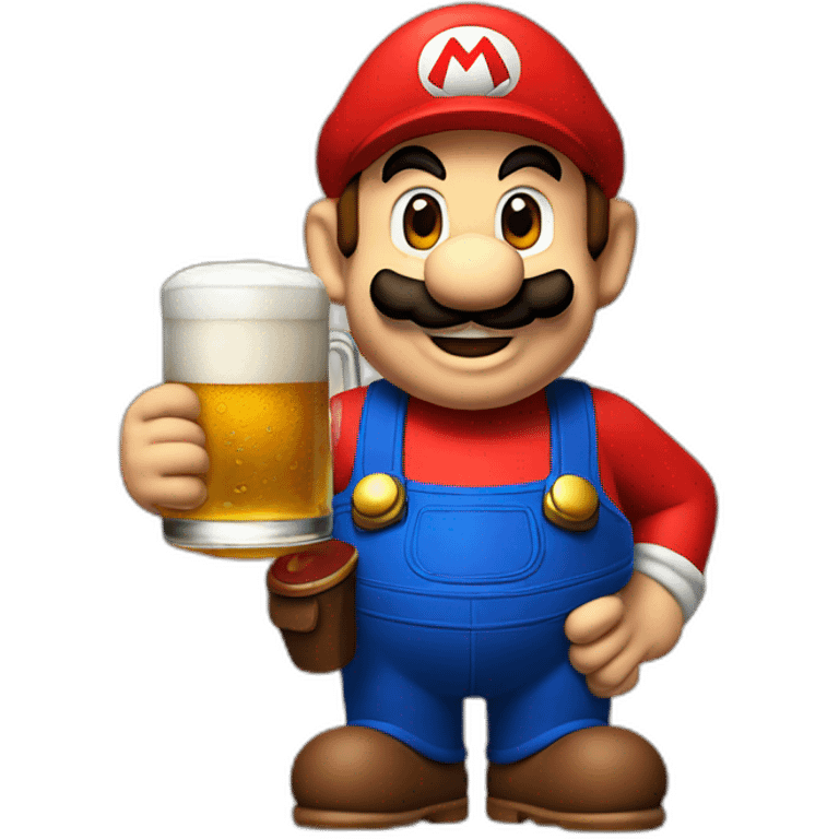 Mario with beer emoji