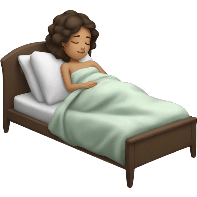 brunette girl sleeping cozy emoji