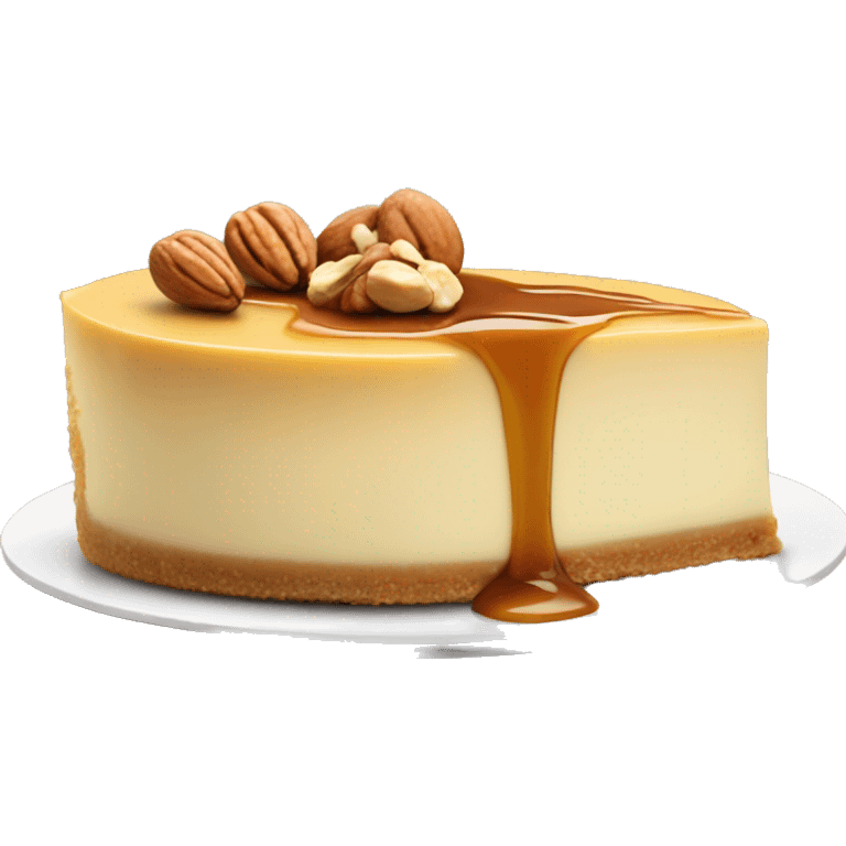 Peace of Cheesecake with nuts and caramel  emoji