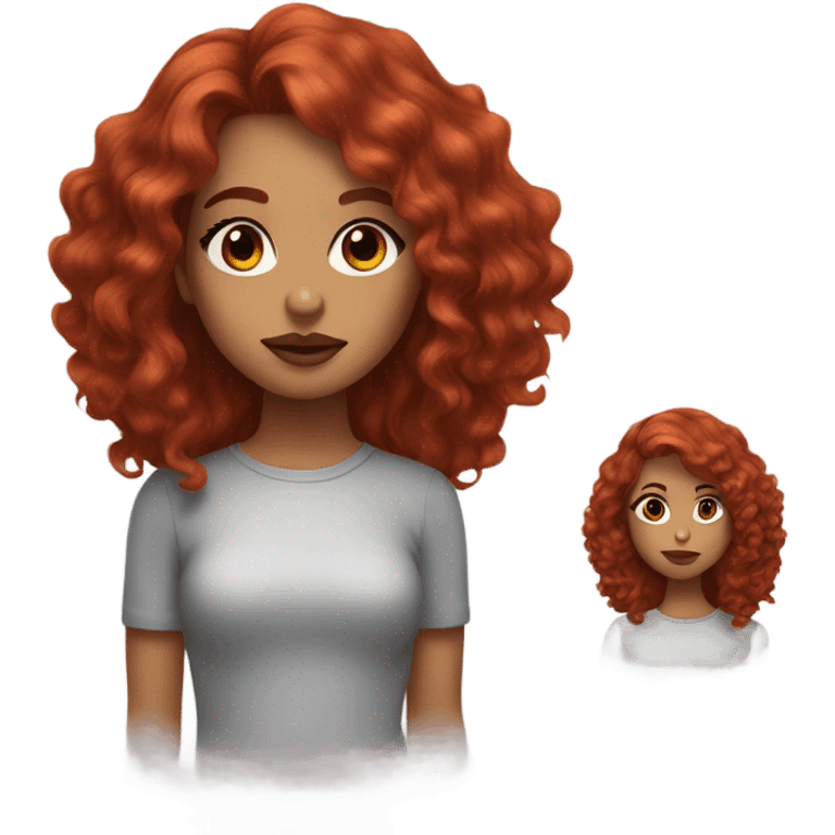 Girl with dyed wavy red hair and brown eyes brown lip liner and long eyelashes  emoji