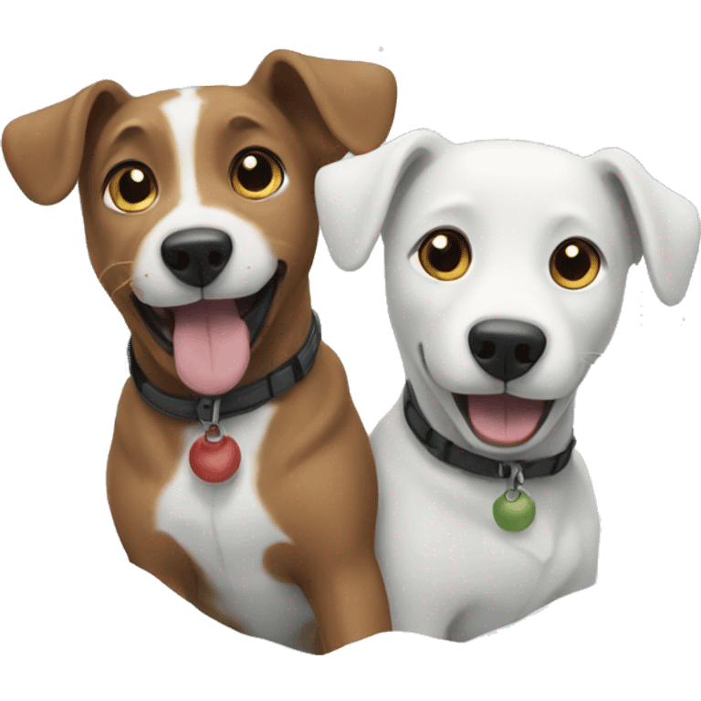 Two dogs playing in snow  emoji