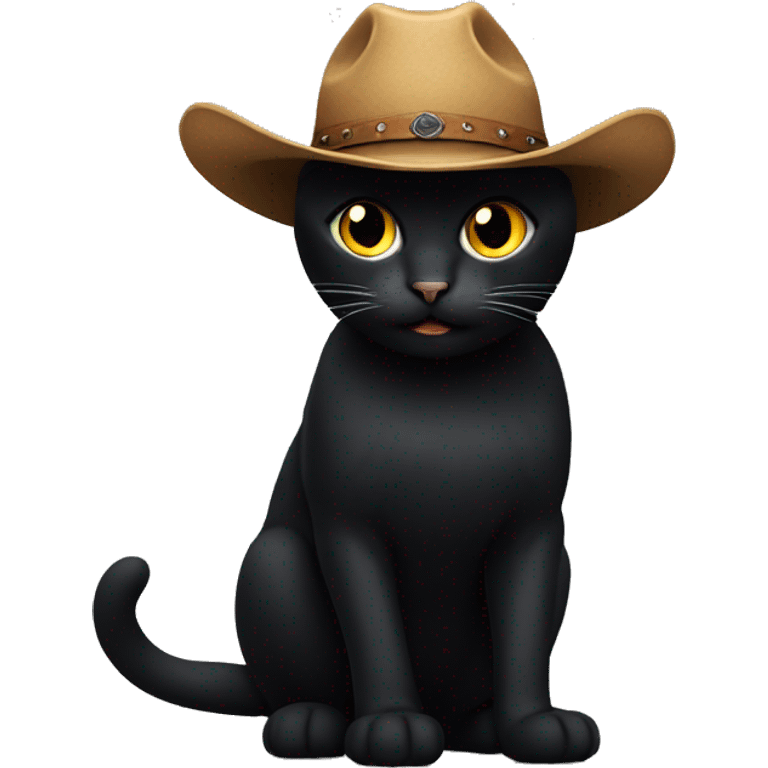 A black cat with a cowboy hat  emoji