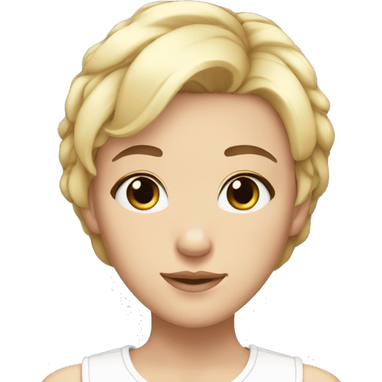 girl short hair white pretty eyes head only emoji