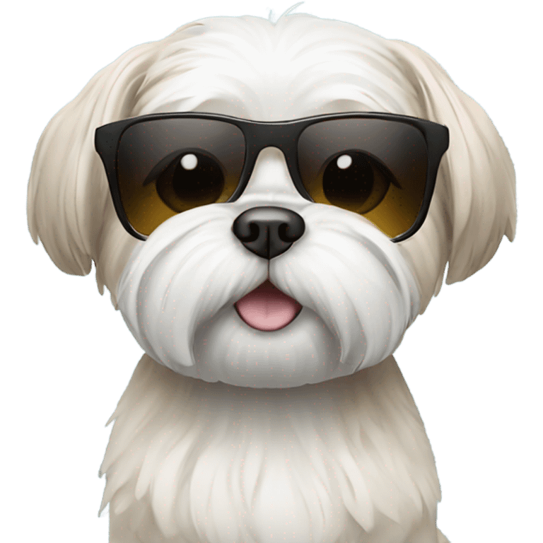 Shi tzu dog wearing sunglasses emoji