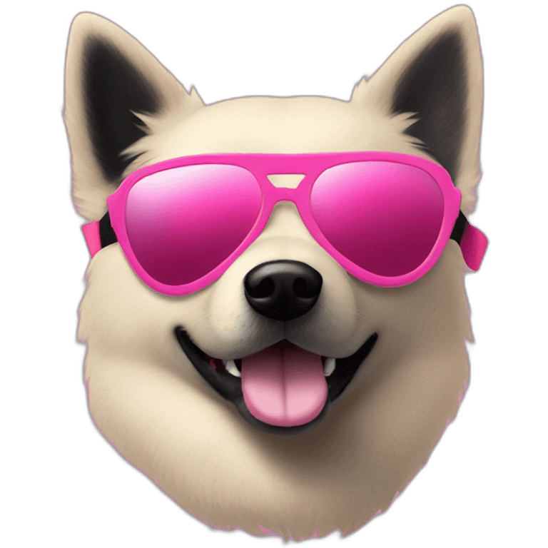 Black schipperke head with only short black hair with sunglasses and who wears a pink bandana around his neck emoji