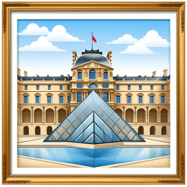 Louvre Museum Landmark Emoji – Showing the glass pyramid entrance with the historic palace in the background. emoji