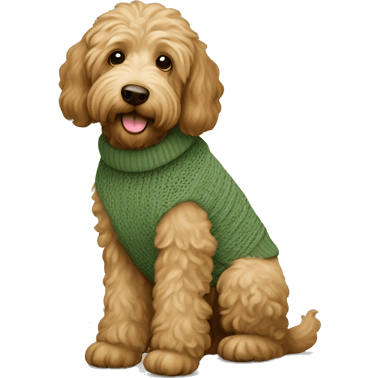 Labradoodle wearing a sage green Sweater  emoji