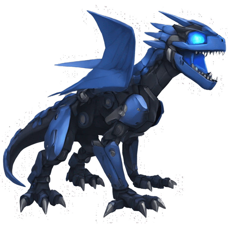  Cool Edgy Black Blue Digimon-Fakemon-Raptor-Dragon-Mecha full body emoji