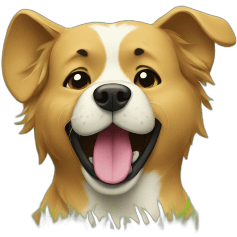 dog with grass in mouth emoji