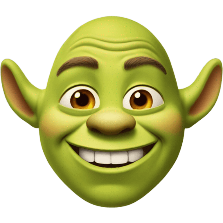 Shrek saying oh hello there but only his tiny arms and legs are attached to only his head emoji