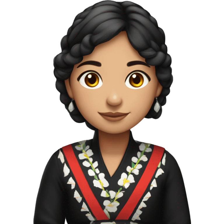 Chilean girl wearing traditional black huasa dress emoji