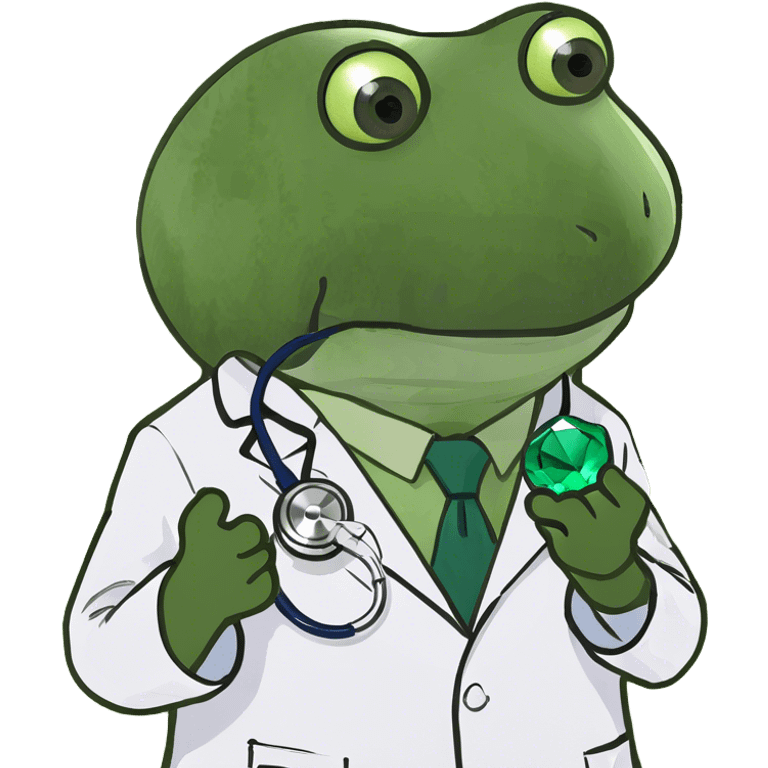 doctor bufo holding a green gem emoji